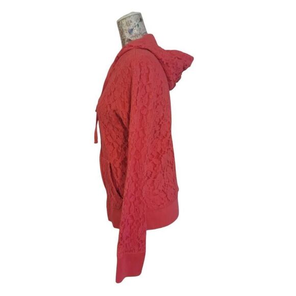 Aéropostale Pink Lace Hoodie Sweatshirt Lightweight Jacket - Picture 7 of 12
